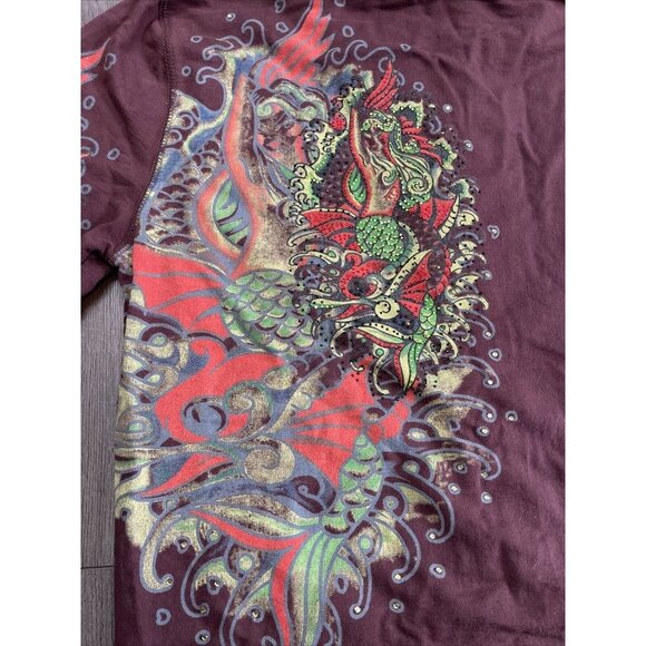 CIRCLE OF LIFE Womens Large Hoodie Jacket Mermaid Sequins Colorful Soft Cotton - Picture 3 of 6